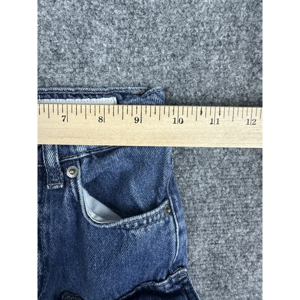 Zara Kids Blue Denim Multi-Pocket Cargo Jeans Size 6 Streetwear Y2K